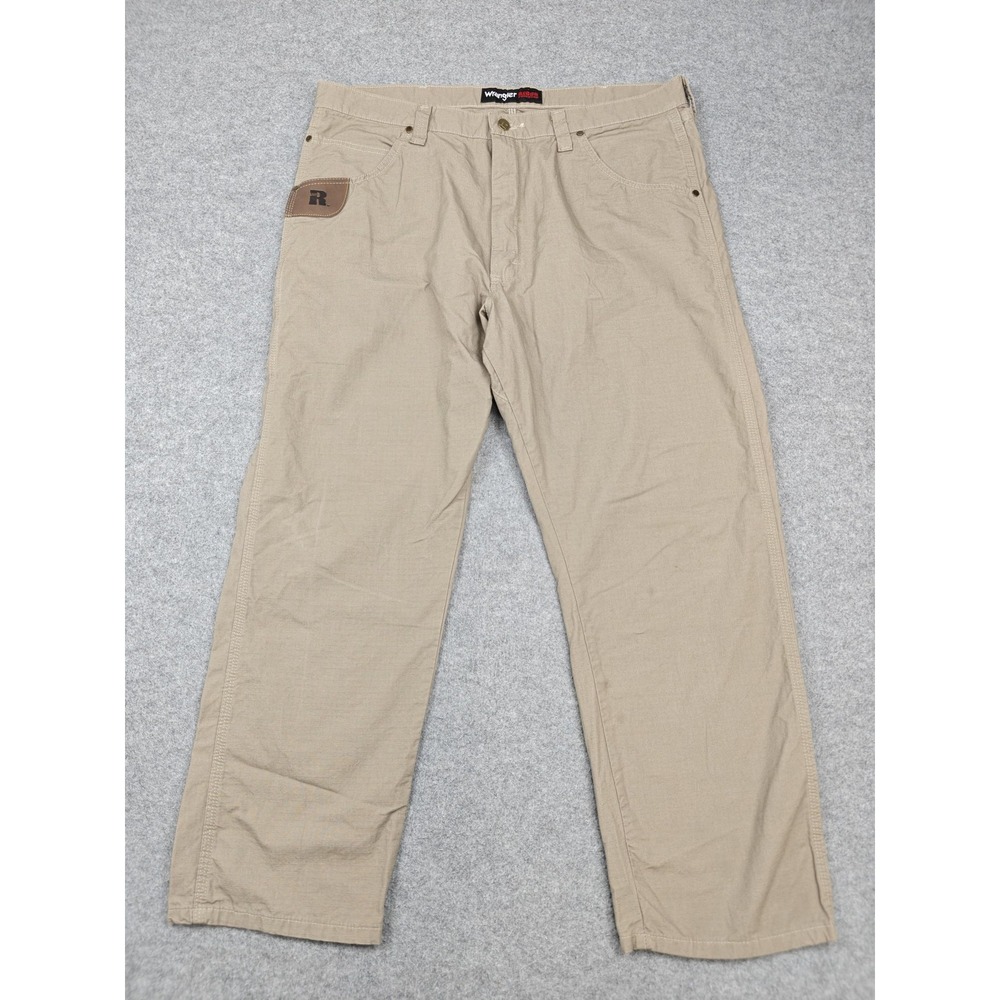 Wrangler RIGGS Workwear Pants Mens 40x30 Beige Canvas Carpenter Relaxed Fit